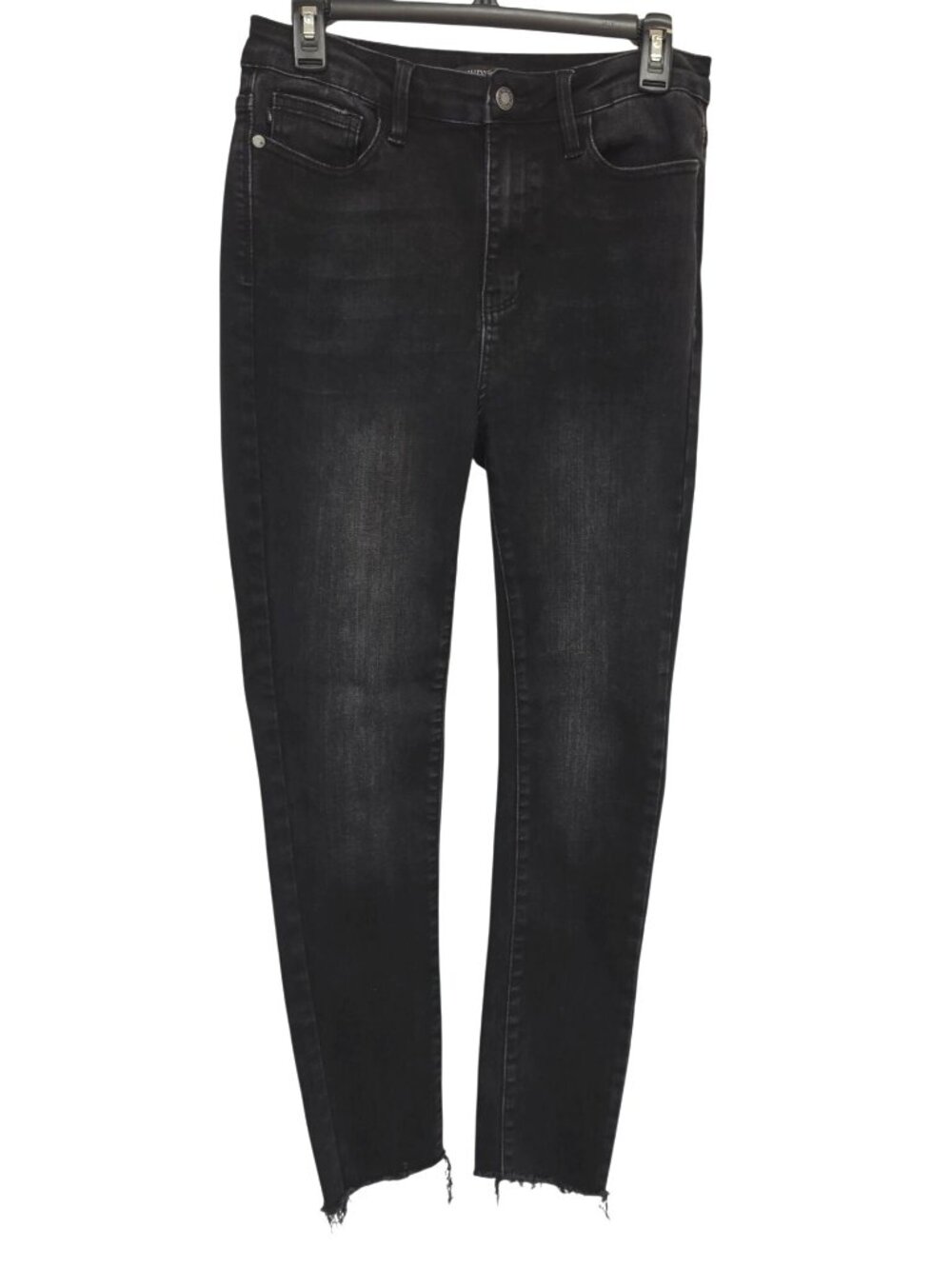 Judy Blue Jeans Womens 9/29 Black High Rise Skinny Fit Raw Hem Stretch Denim